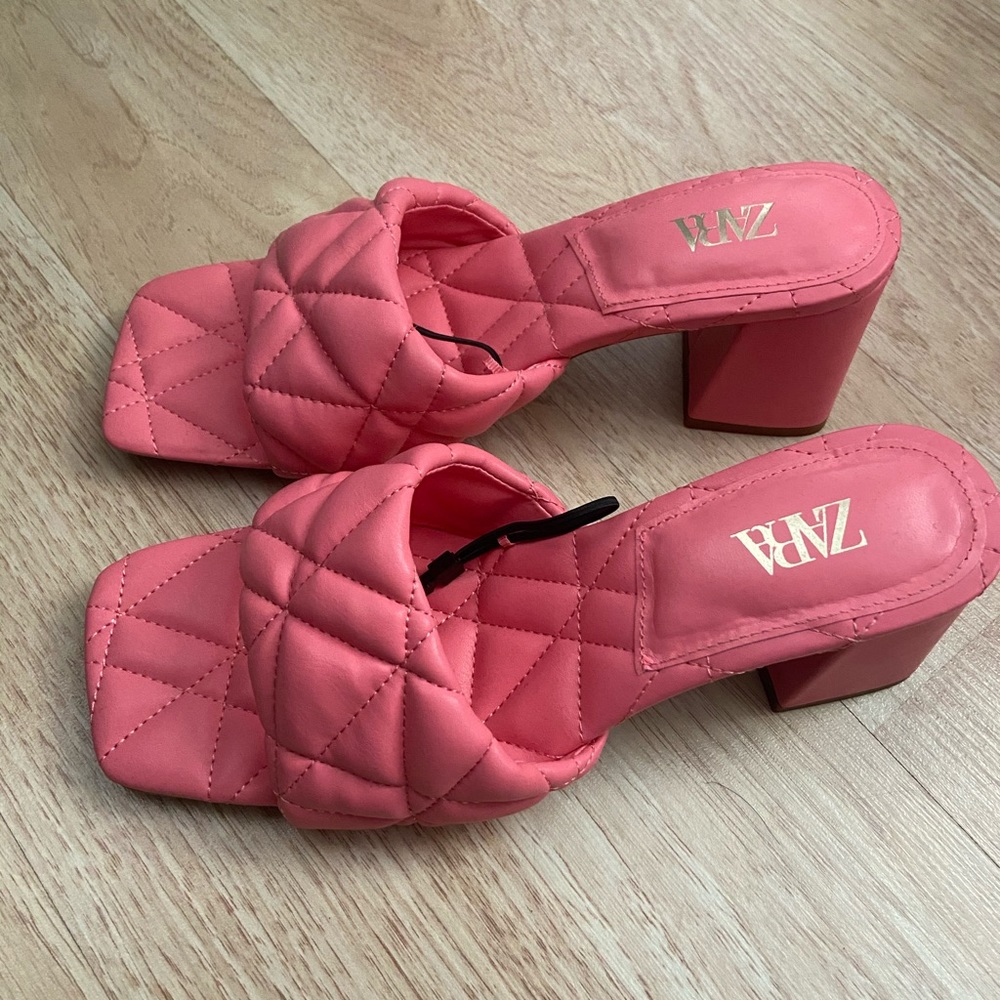 Zara quilted heeled sandal